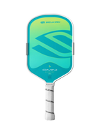 A Selkirk Omni pickleball paddle featuring a vibrant teal and green gradient face with a white handle.